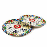 Dinner Plates 11.8in - Dots and Flowers, Set of Two - Encantada - Flyclothing LLC