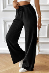 Drawstring Wide Leg Pants with Pocketed - Flyclothing LLC