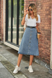 Button Front A-Line Denim Skirt - Flyclothing LLC