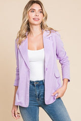 Culture Code Button Up Long Sleeve Slit Blazer - Flyclothing LLC