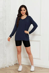 Basic Bae Full Size V-Neck Long Sleeve Top - Flyclothing LLC