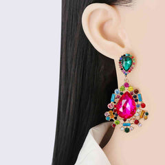 Teardrop Shape Rhinestone Alloy Dangle Earrings - Flyclothing LLC