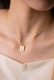 Inlaid Zircon Rectangle Pendant Necklace - Flyclothing LLC