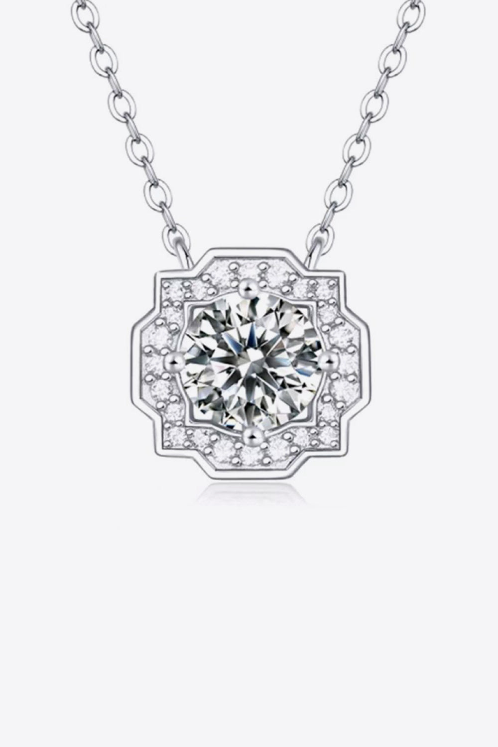 1 Carat Moissanite Flower Shape Pendant Chain Necklace - Flyclothing LLC