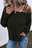 Asymmetrical Neck Long Sleeve Top - Trendsi