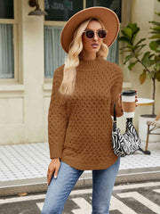 Mock Neck Slit Sweater - Flyclothing LLC