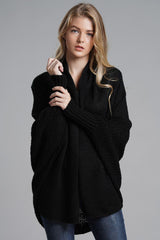 Dolman Sleeve Open Front Ribbed Trim Longline Cardigan - Trendsi