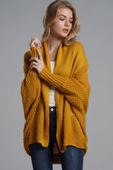 Dolman Sleeve Open Front Ribbed Trim Longline Cardigan - Trendsi