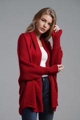 Dolman Sleeve Open Front Ribbed Trim Longline Cardigan - Trendsi