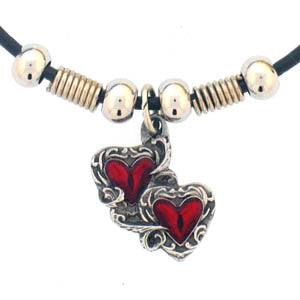 Double Heart Adjustable Cord Necklace - Siskiyou Buckle