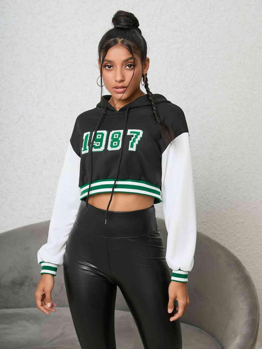 1987 Graphic Cropped Hoodie - Flyclothing LLC