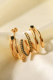 18K Gold Plated Cubic Zirconia Wrap C-Hoop Earrings - Flyclothing LLC