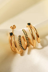 18K Gold Plated Cubic Zirconia Wrap C-Hoop Earrings - Trendsi