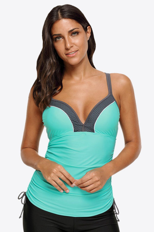 Contrast Sweetheart Neck Swim Cami - Flyclothing LLC