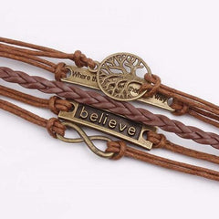 Alloy PU Leather Rope Bracelet - Flyclothing LLC