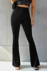 Ribbed High Waist Flare Pants - Flyclothing LLC