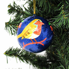Handpainted Fox & Bird Ornaments, Set of 2 - Flyclothing LLC