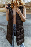 Longline Hooded Sleeveless Puffer Vest - Flyclothing LLC