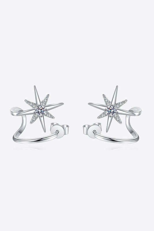 Moissanite Star Rhodium-Plated Earrings - Flyclothing LLC