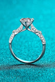 925 Sterling Silver Inlaid Moissanite 6-Prong Ring - Trendsi