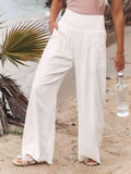 Full Size Smocked Waist Wide Leg Pants - Trendsi