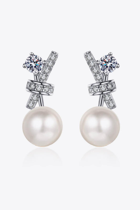 Pearl Moissanite Stud Earrings - Flyclothing LLC