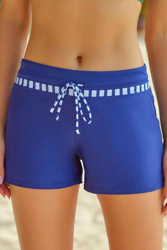 Full Size Run Contrast Drawstring Swim Bottoms - Trendsi