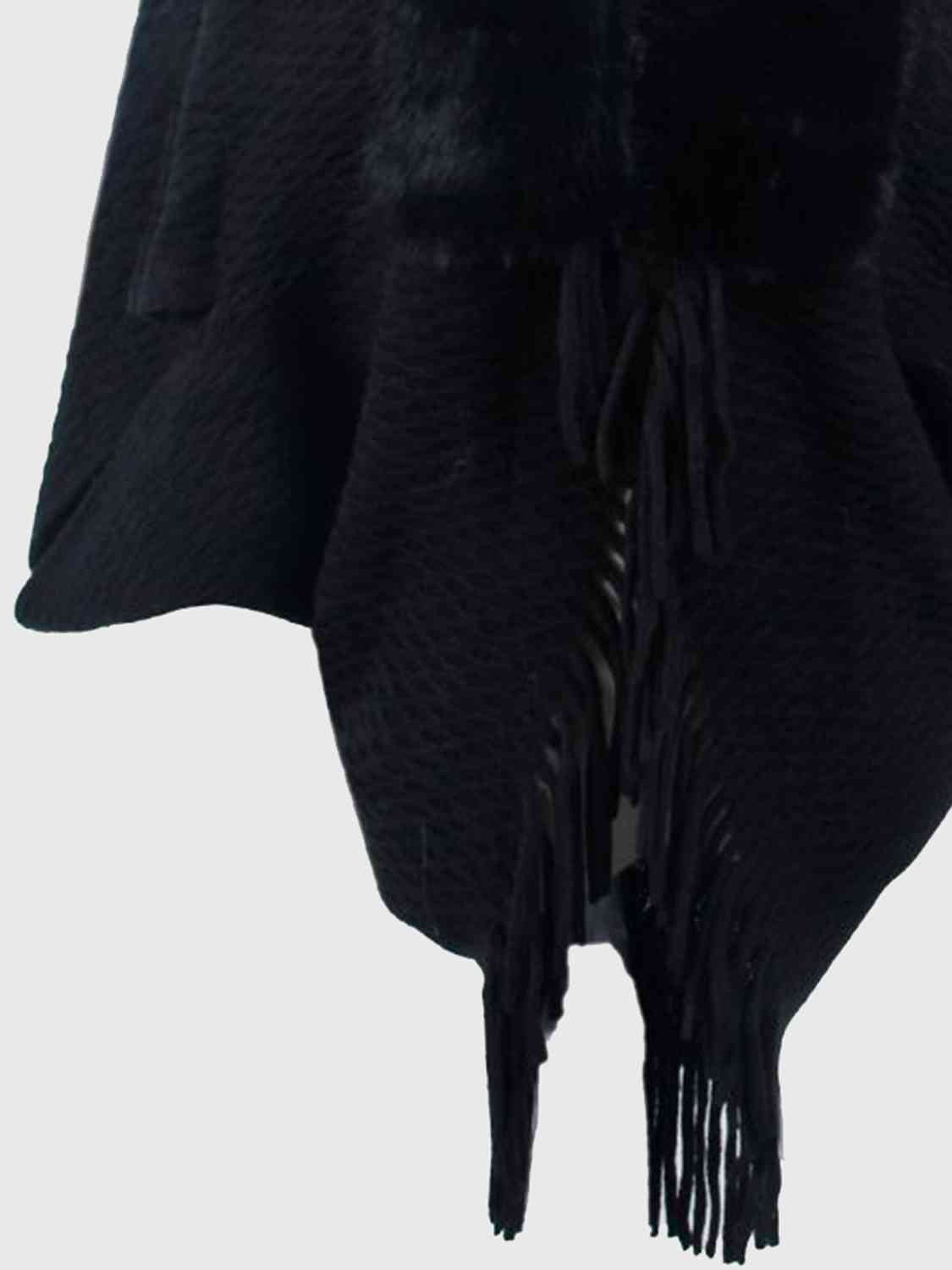 Open Front Fringe Hem Poncho - Flyclothing LLC