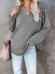 Buttoned Drop Shoulder Top