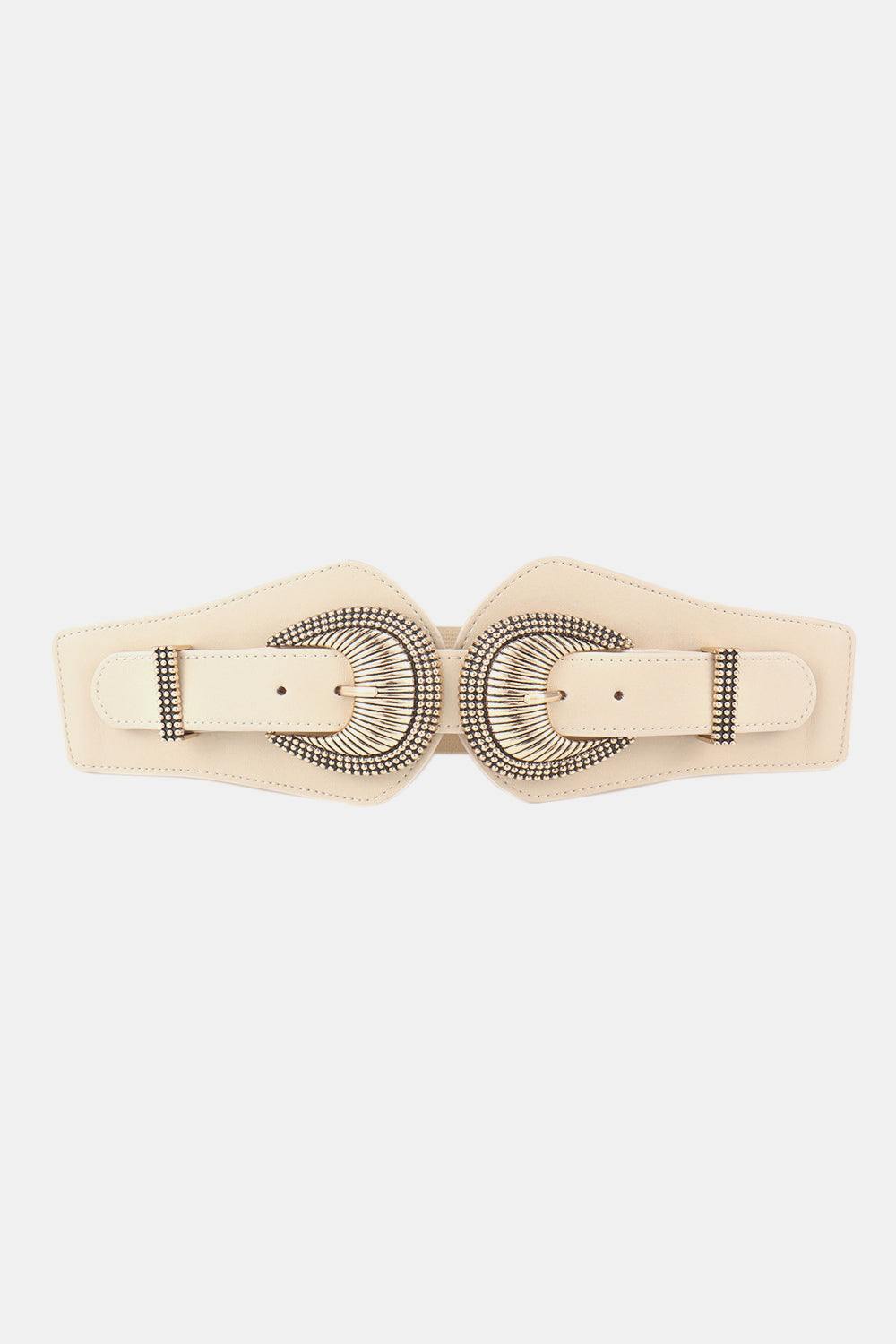 Shell Double Buckle Elastic Wide Belt - Flyclothing LLC