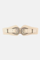 Shell Double Buckle Elastic Wide Belt - Flyclothing LLC