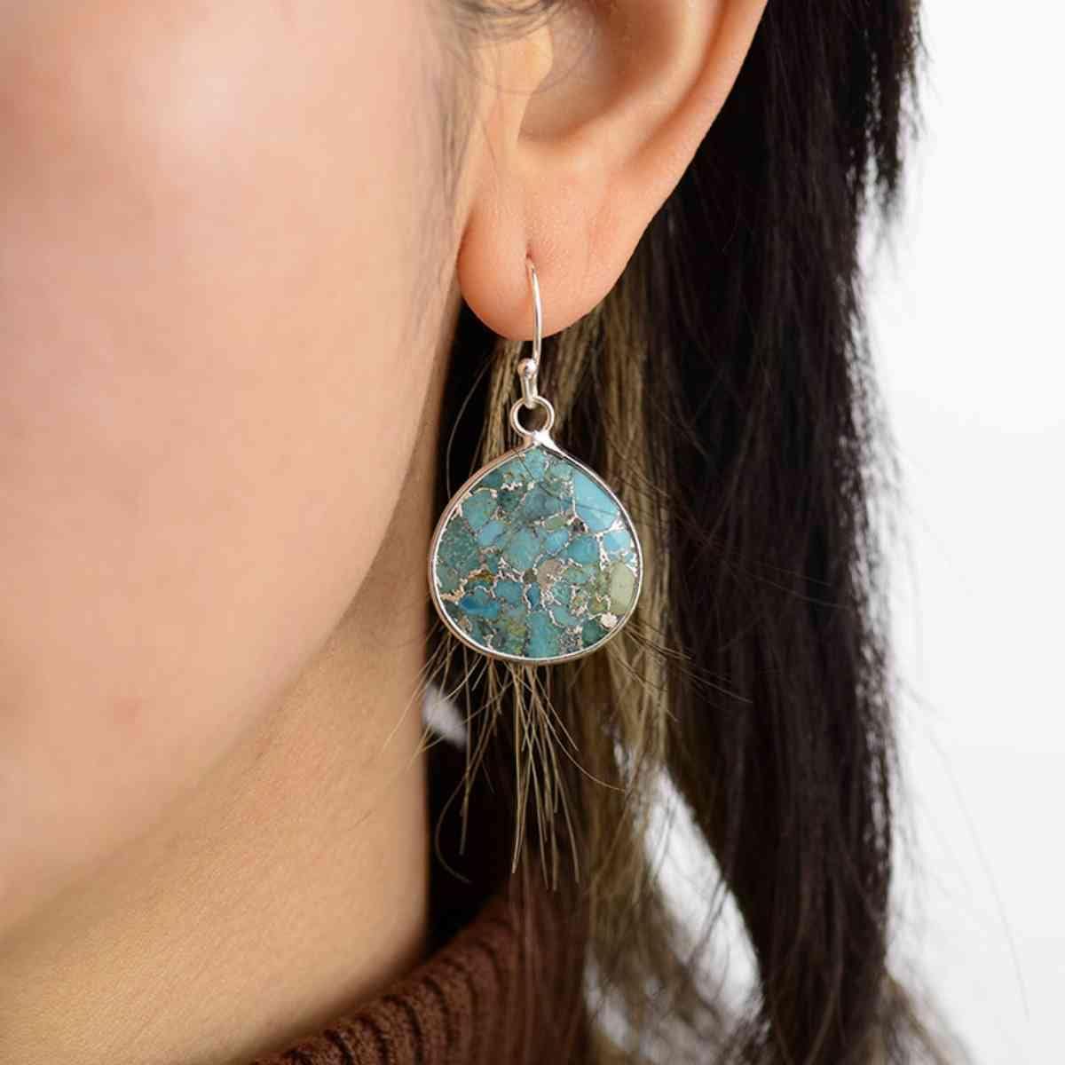 Natural Stone Teardrop Earrings - Flyclothing LLC