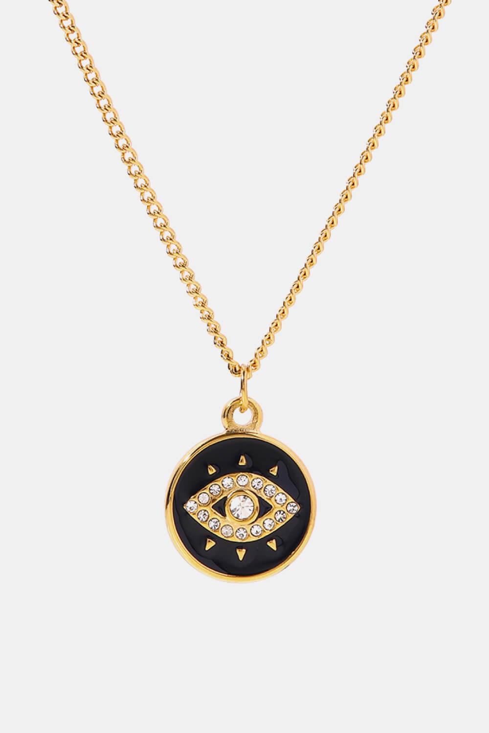 Cubic Zirconia Evil Eye Pendant Chunky Chain Necklace - Flyclothing LLC