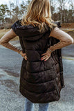 Longline Hooded Sleeveless Puffer Vest - Flyclothing LLC