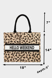 Fame Letter Graphic Leopard Tote Bag - Flyclothing LLC