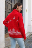 Reindeer & Snow Pattern Turtle Neck Pullover Sweater - Flyclothing LLC