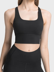 Scoop Neck Crisscross Straps Sports Bra - Flyclothing LLC