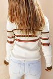 Striped Collared Neck Rib-Knit Top - Flyclothing LLC