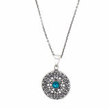 Jali Floral Turquoise Pendant Brass Necklace - Flyclothing LLC