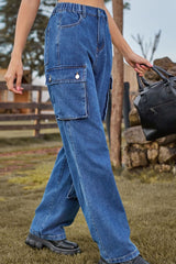 Loose Fit Long Jeans with Pockets - Flyclothing LLC