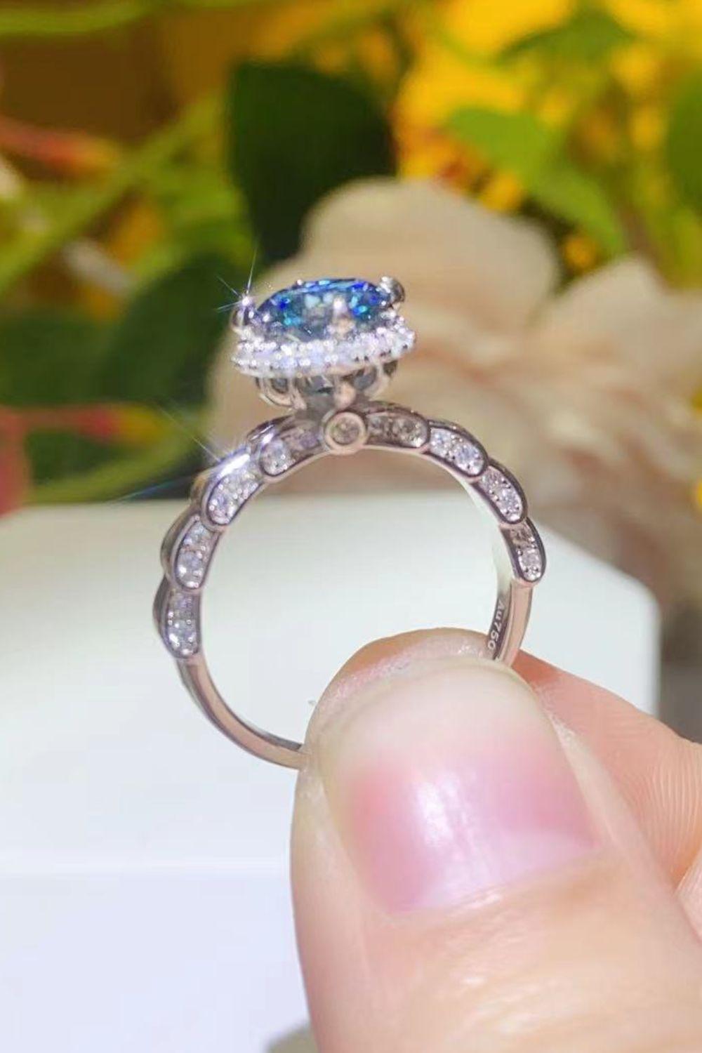 925 Sterling Silver 1 Carat Moissanite Cluster Ring - Flyclothing LLC