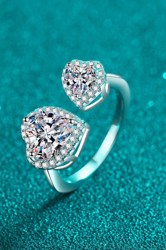 Heart-Shape Moissanite Open Ring - Flyclothing LLC