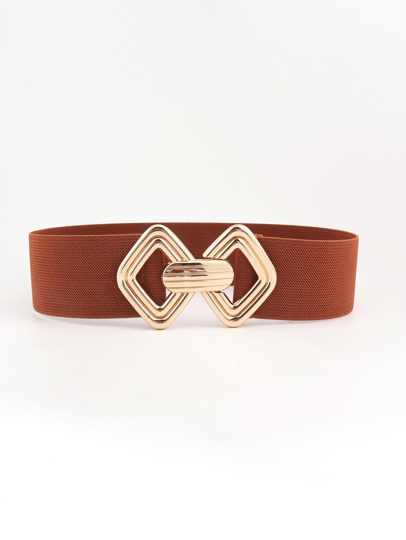 Geometric Buckle Elastic Wide Belt - Flyclothing LLC