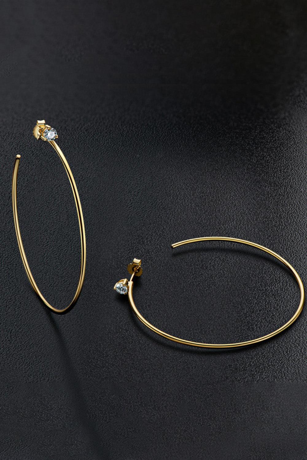 925 Sterling Silver Moissanite Hoop Earrings - Flyclothing LLC