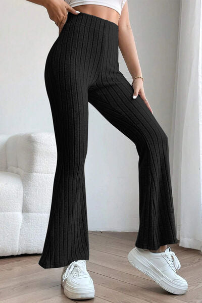 Basic Bae Full Size Ribbed High Waist Flare Pants - Flyclothing LLC