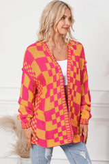 Contrast Exposed Seam Open Front Cardigan - Flyclothing LLC