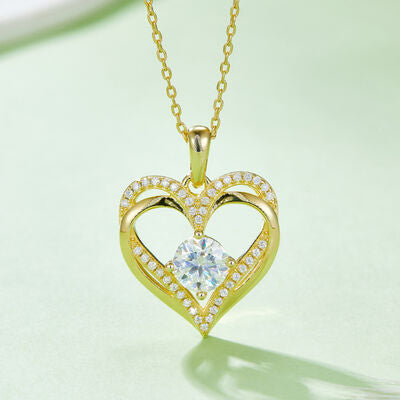 1.2 Carat Moissanite 925 Sterling Silver Heart Necklace - Flyclothing LLC