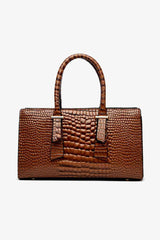 Textured PU Leather Handbag - Flyclothing LLC