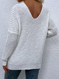 Rib-Knit V-Neck Tunic Sweater - Flyclothing LLC