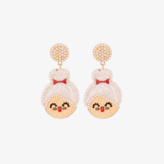 Rhinestone Alloy Mrs. Claus Earrings